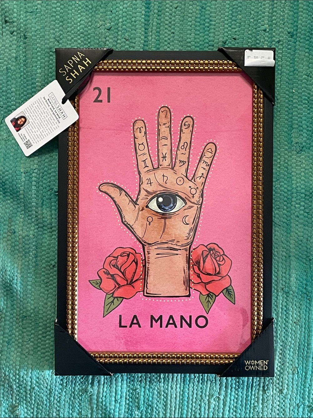 La Lotería LA MANO (#21) by Sapna Shah 12" x 18" | Framed Wall Art | Brand New